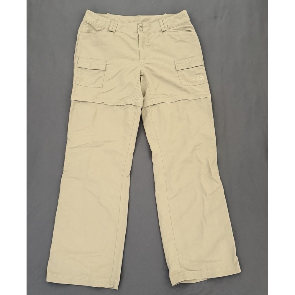The North Face Pants Womens Sz 14 Beige Convertible Cargo Straight Shorts Hiking